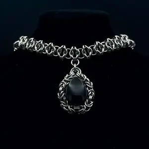 Anti Helm Chainmail Necklace w/ Black Onyx Pendant