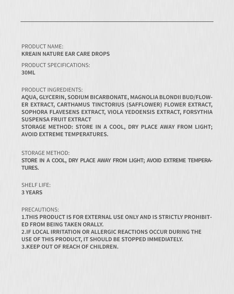 Kreain Nature 5 Ear Care Drops Gentle Formula, Non-Irritating Gentle Formula, Easy to Use & Portable dealsforyoudays