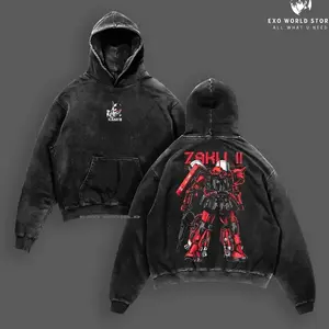 Gundam Mobile Suit V2 Zaku II MS-065 - Gundam Anime Double Side T-Shirt, Unisex Mineral Anime Manga Washed Heavy Cotton T-shirt, Gift For Anime Fan, Anime Lover BTJ