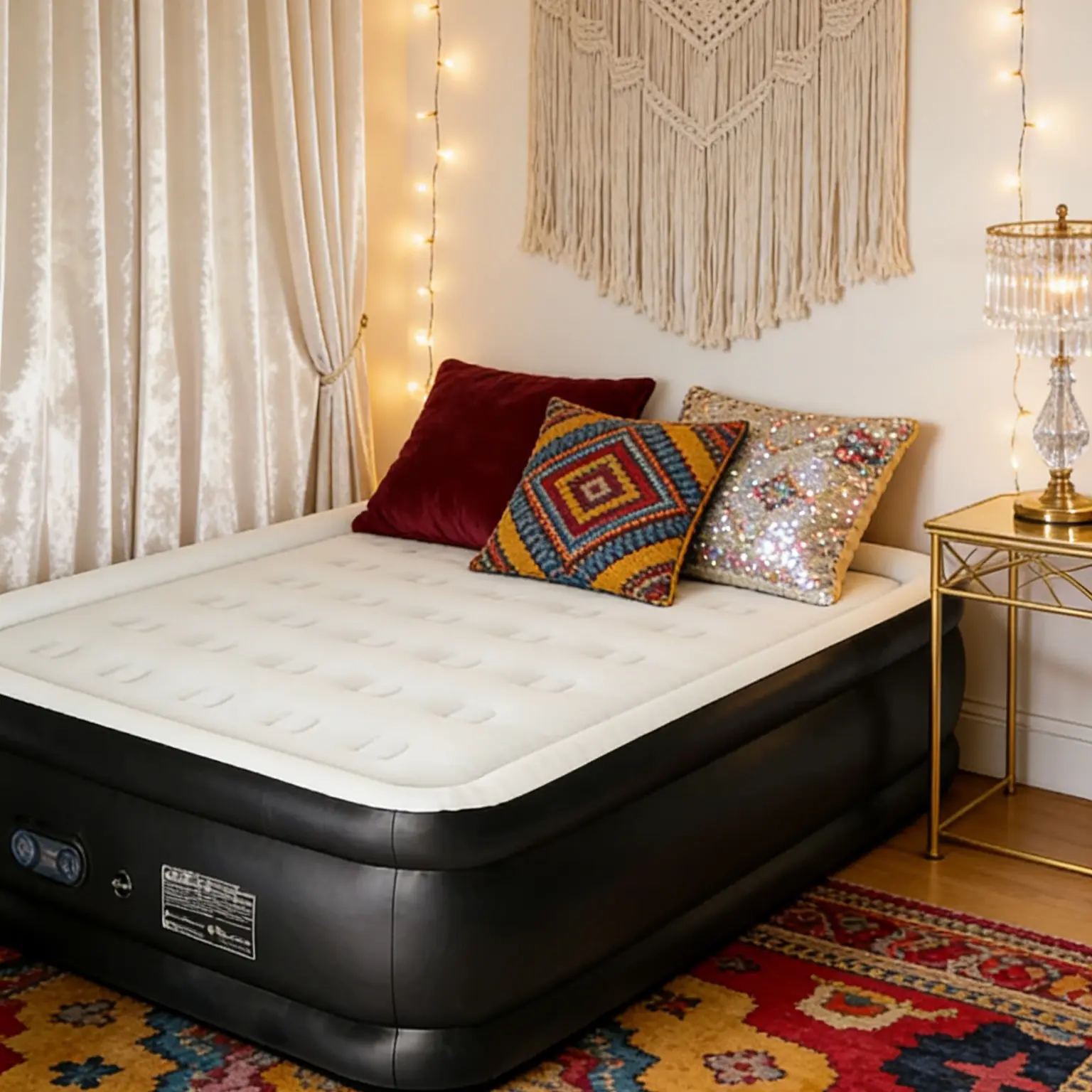 Queen Size Air Mattress with Built-in Pump, 18" Double Height Portable Camping Bed with a Non-Slip Bottom and Low-Noise Surface, 660 lbs Capacity, Queen Size Mattress, Camping Mattress