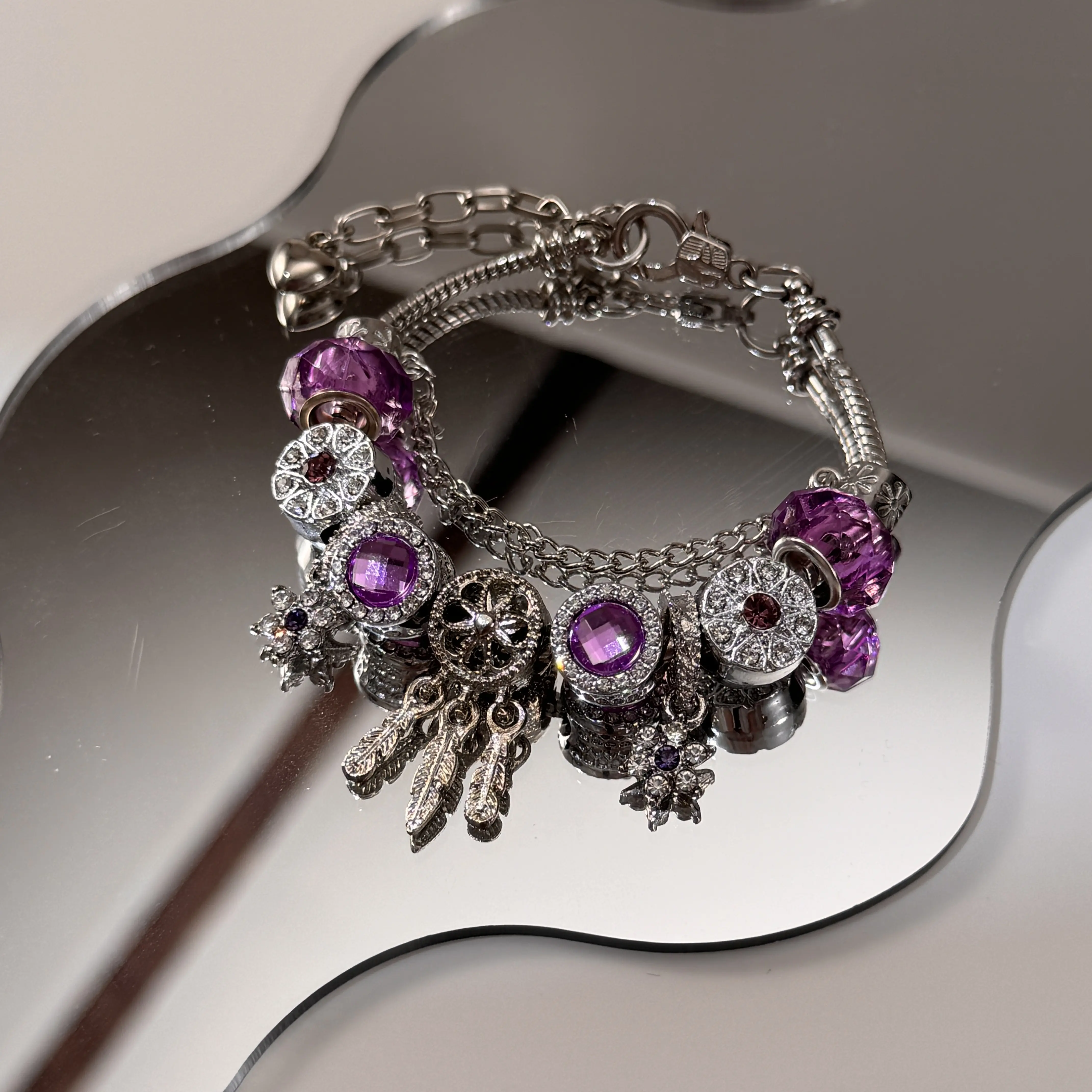 Women's Purple Charm Bracelet | Handmade Style, Stackable & Adjustable – Elegant, Perfect for Gifting, Collecting & Daily Wear