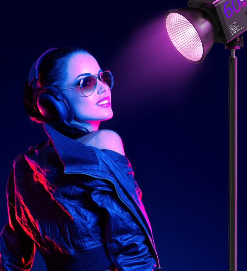 Handheld RGB-COB Video Light - Can be used with a stand - Portable - Ring Photography Light - Professional Studio Lighting and Digital Camera Accessories - Suitable for Vlog cameras, live streaming and photography.