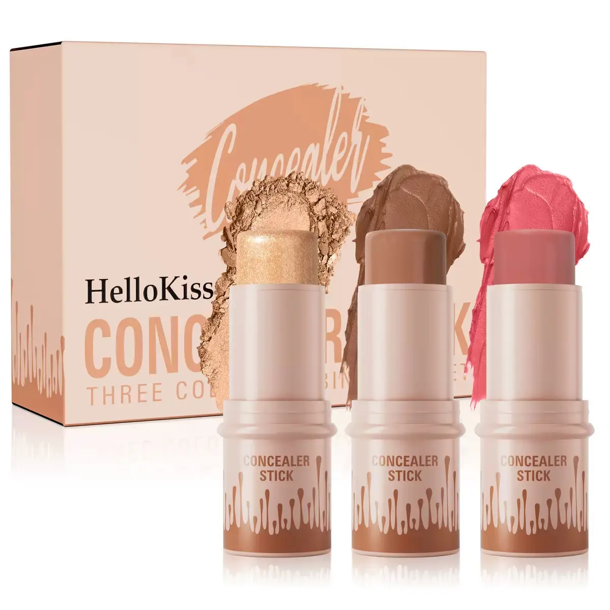 Women's Cream Bronzer Blush Duo Stick Highlighters & Luminizers Set - Long-Lasting Concealer, 2 Highlighting Sticks, Lightweight Waterproof Wear Keeps Color Fresh, Sweat-Resistant, Transfer-Proof (02#+08#+10#), Highlighting Stick, Buttery Stick Contour Hi