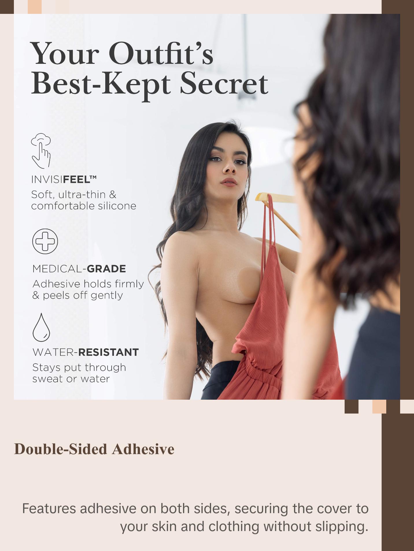 Nippies Double-Sided Sticky Nipple Covers - Reusable Breast Pasties - One Side Sticks To You, The Other Sticks To Your Clothes - Stay Put In Place