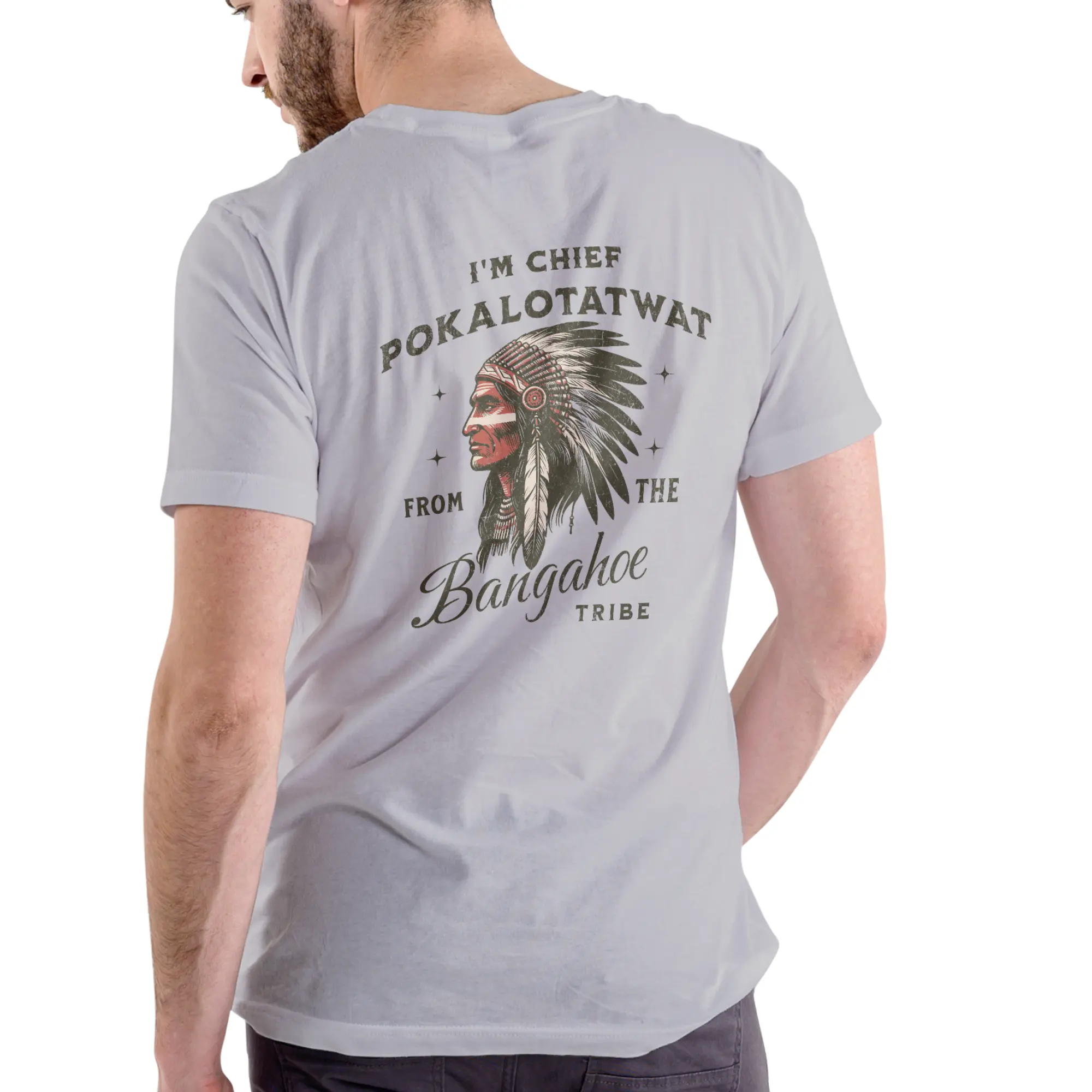 Gildan Men's Classic Casual Soft Short-Sleeve Cotton T-Shirt - Unisex Streetwear Top with "I'm Chief Pokalotatwat From the Bangahoe Tribe" Funny Print, Breathable Menswear