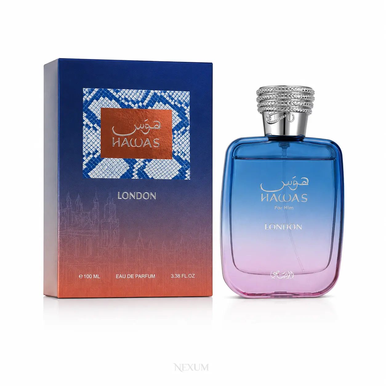 Rasasi Hawas London for Him Eau de Parfum Spray 3.4 oz (100ml) | Fresh Woody Amber Men's Cologne | Long Lasting Luxury Fragrance hawas ice