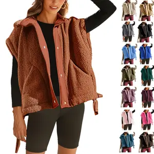 WoodBerry Women's Fleece Vest Casual Sleeveless Button Down Winter Warm Sherpa Jacket with Pockets Springfresh Outerwear Basic Tops