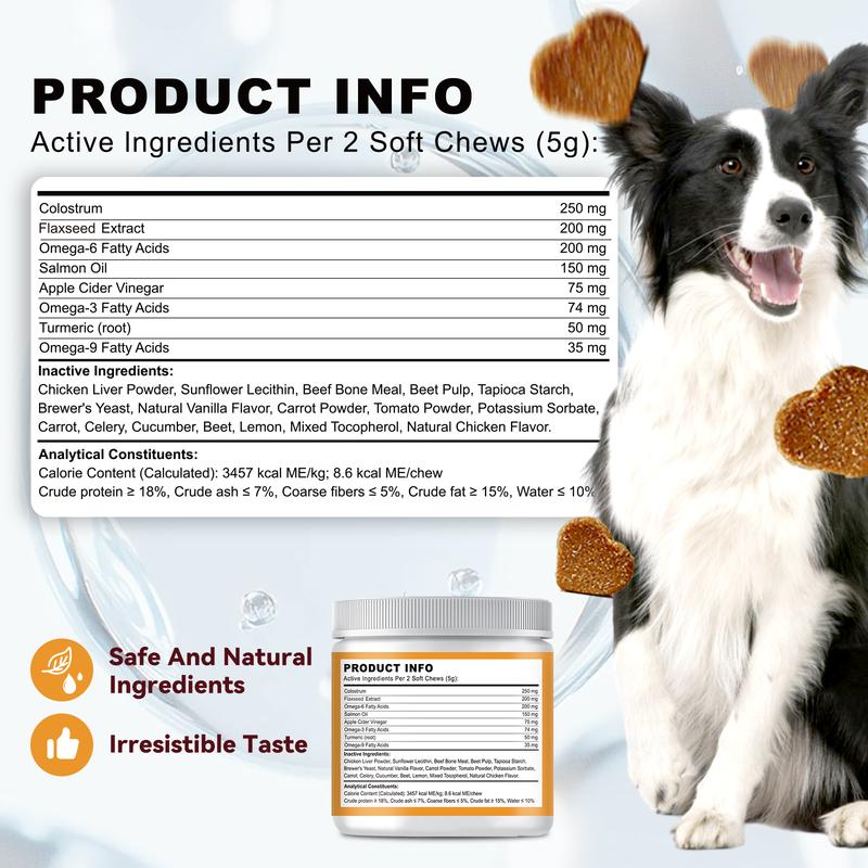 OurCares Salmon Oil for Dogs Skin and Coat Omega 3，6，9 Fish Oil Chews Dog Allergy Relief Chews Itch Relief Supplement Chicken Flavor - 120 Soft Chews Pet Daily Chewable