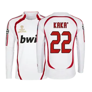 Kaka 2006 07 Away Home Red Retro White No.22 Long Sleeved Soccer Jersey