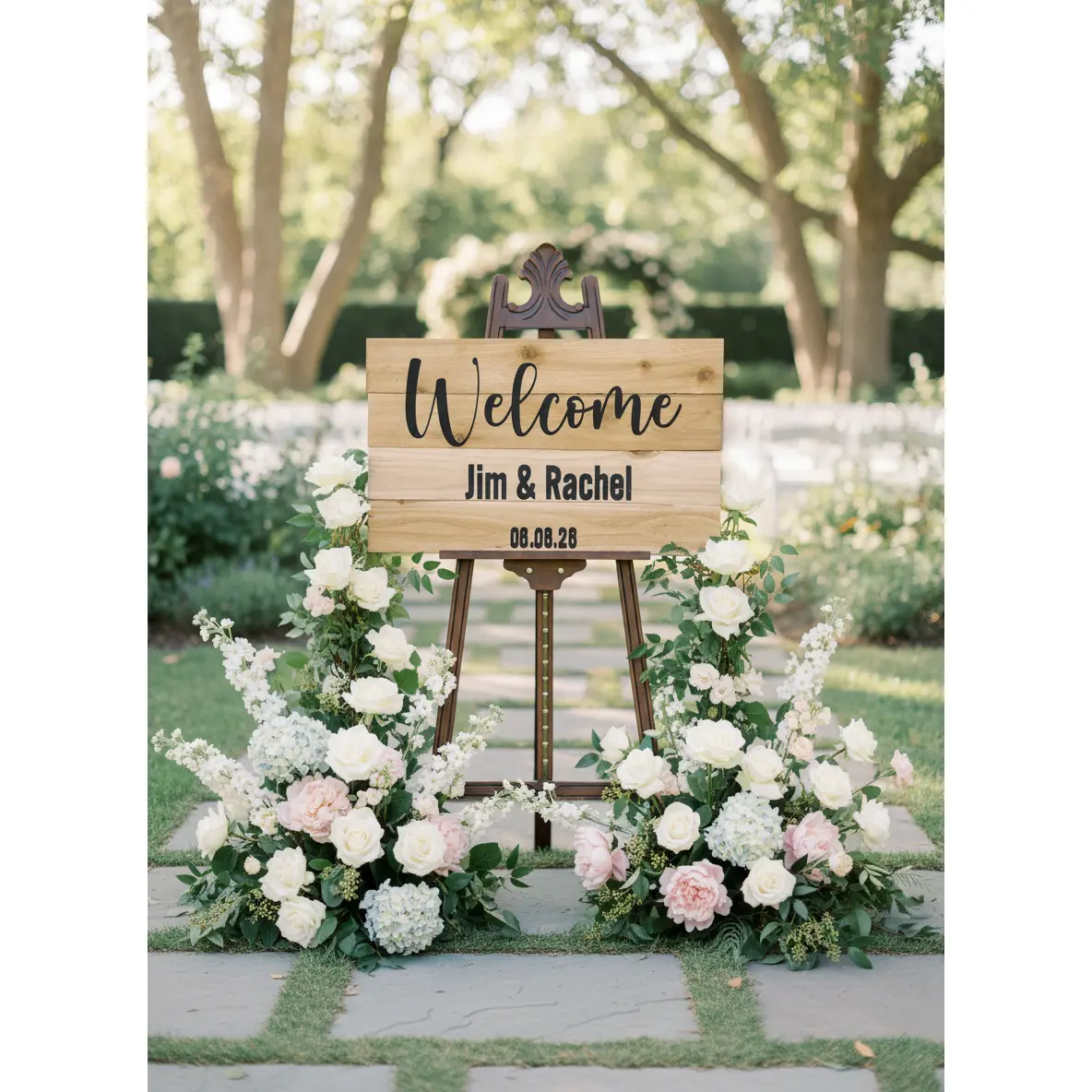 ✨ Personalized Wooden Wedding Welcome Sign — 20”x14”