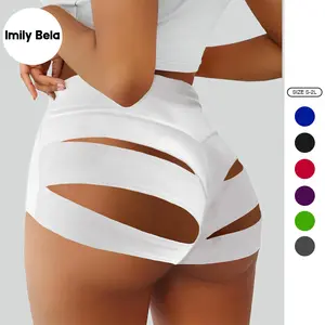 Imily Bela Women's Yoga Shorts Cut Out Scrunch Booty Hot Pants High Waist Gym Workout Active Butt Lifting Sports Leggings