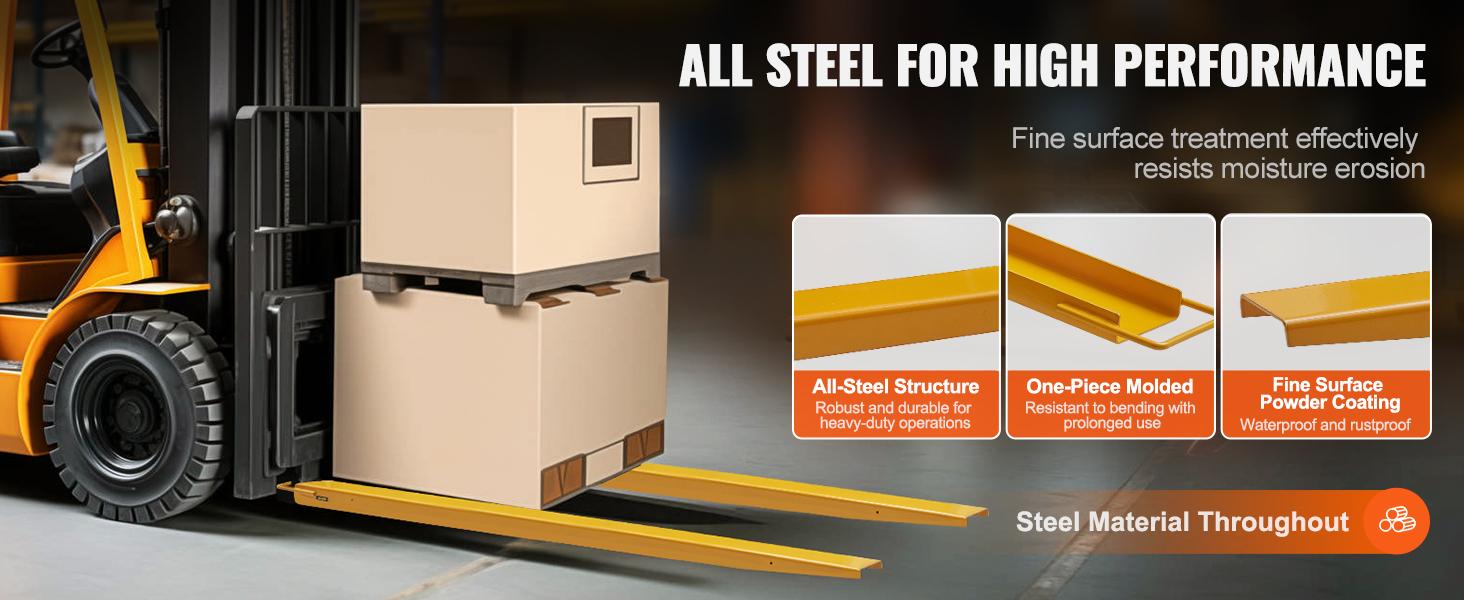 VEVOR Pallet Fork Extensions,  Max, 96" Length 6.5" Width, Heavy Duty Carbon Steel Fork Extensions for Forklifts, 1 Pair Forklift Extensions, Industrial Forklift Fork Attachments for Forklift Truck