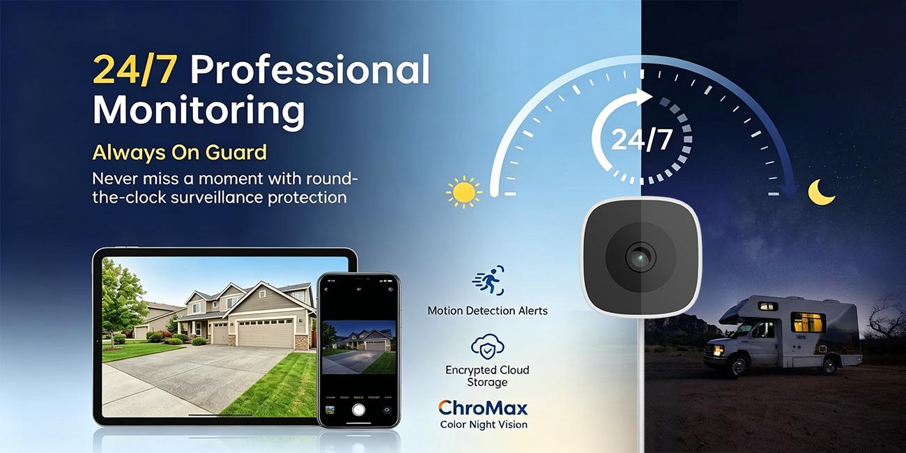 NKccnur  Window Security Camera 3MP 2K, Indoor WiFi Cameras 2.4GHz/5GHz with Colorvue AI Color Night Vision, Motion & Person Detection with Auto-Focus , Easy Installation, 24/7 Recording Works with Alexa & Google Home