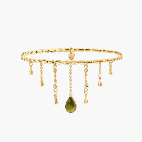 en route 18K Gold Plated Waterdrop Arm Chain & Anklet, Evergreen Love with Ocean-inspired Resin Details, Romantic & Vintage Style, Perfect Gift for Her or Date Outfits