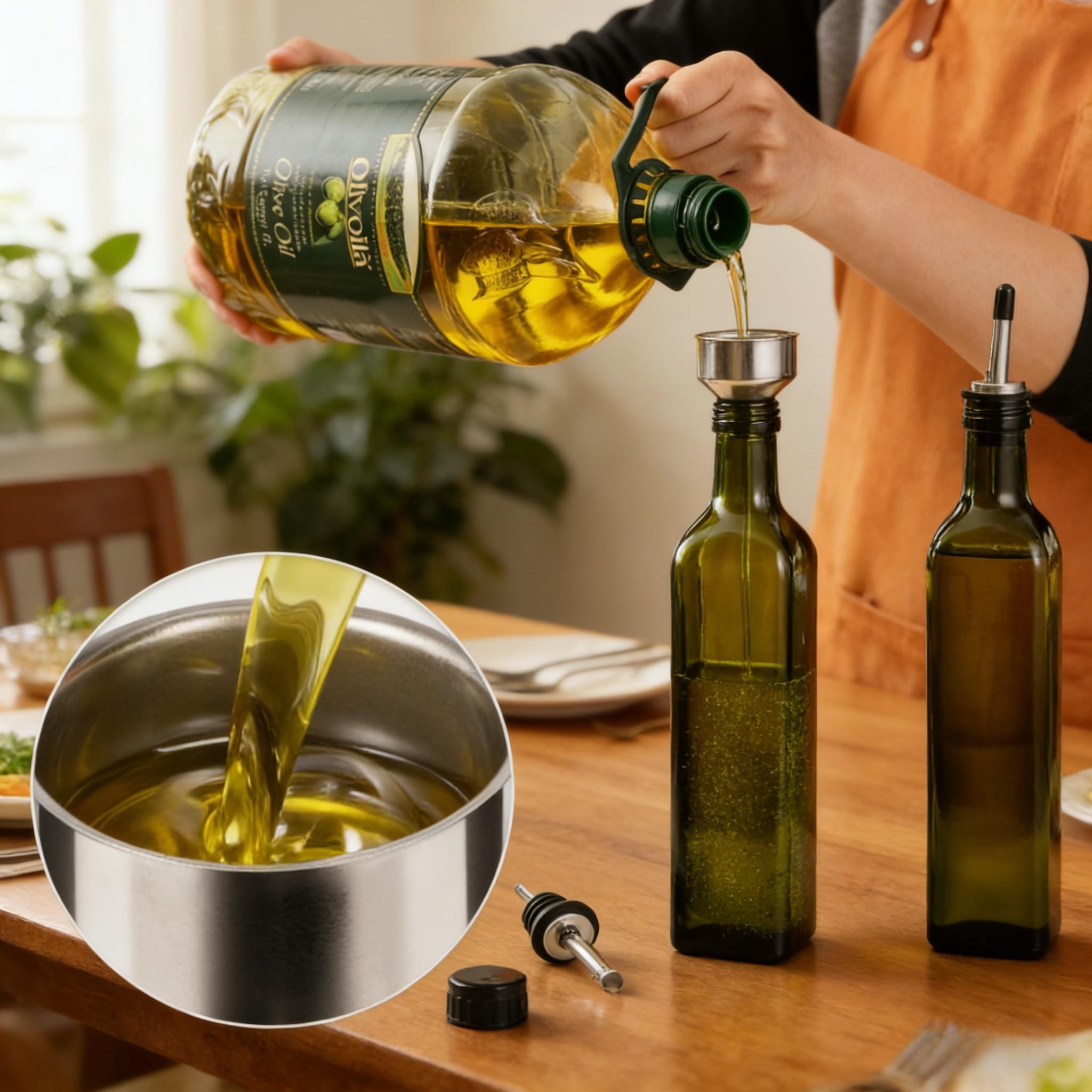 2pc/17oz Glass Olive Oil Bottle Dispenser - 500ml Green Oil and Vinegar Cruet with Pourers and Funnel - Olive Oil Carafe Decanter for Kitchen 2pc/17oz Glass Olive Oil Bottle Dispenser - 500ml Green Oil and Vinegar Cruet with Pourers and Funnel - Olive Oil Carafe Decanter for Kitchen