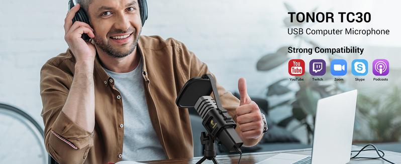 TONOR TC30&TC777 Pro Cardioid Condenser Microphone with Shock Mount, USB Type-C to USB-A Cable, Pop Filter, and Foldable Mic Tripod for PC & Laptop Use TONOR TC30&TC777 Pro Cardioid Condenser Microphone with Shock Mount, USB Type-C to USB-A Cable, Pop Filter, and Foldable Mic Tripod for PC & Laptop Use