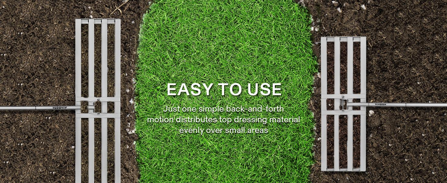 VIVOSUN 30" Lawn Leveling Rake, 30" x 10" x 78" Heavy-Duty Stainless Steel Lawn Leveler with 7FT Adjuatble Long Handle for High Effect, Metal Levelawn for Smooth Soil, Rustproof Rakes for Garden Yard