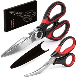 Kitchen Shears Set of 2, Heavy Duty Kitchen Scissors Seafood Scissors, Stainless Steel Sharp Food Cooking Scissors for Meat, Bones, Fish, Poultry, Vegetables, Chicken, Dishwasher Safe