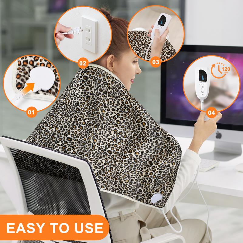 Heating pad, 33  x 17 inches, 24  x 12 inches, with 6 temperature levels and 4 time settings, portable, heated back, neck, shoulders, and legs, machine washable, perfect holiday gift for men and women, Christmas gift