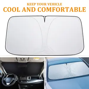 Car Windshield Sun Shade with Titanium Silver Material – Foldable UV Protection Heat Insulation Sun Visor, Universal Fit for SUV Sedan to Keep Car Cool