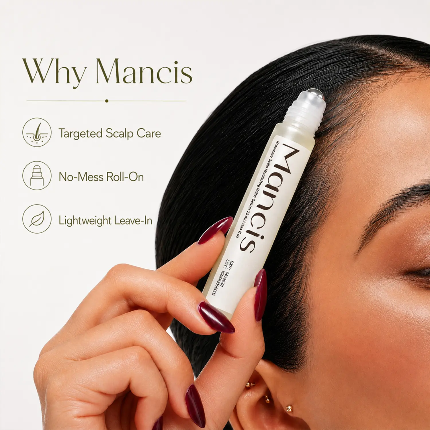 D-Viral Mancis Cooling Alloy Rollerball Hair Serum 25ml | Natural Rosemary Aloe Ginger Scalp Massager | Anti-Hair Loss Energizing Treatment | Thicker Fuller Hair Growth Routine Men Women | Scalp Revitalizing Limited Deal