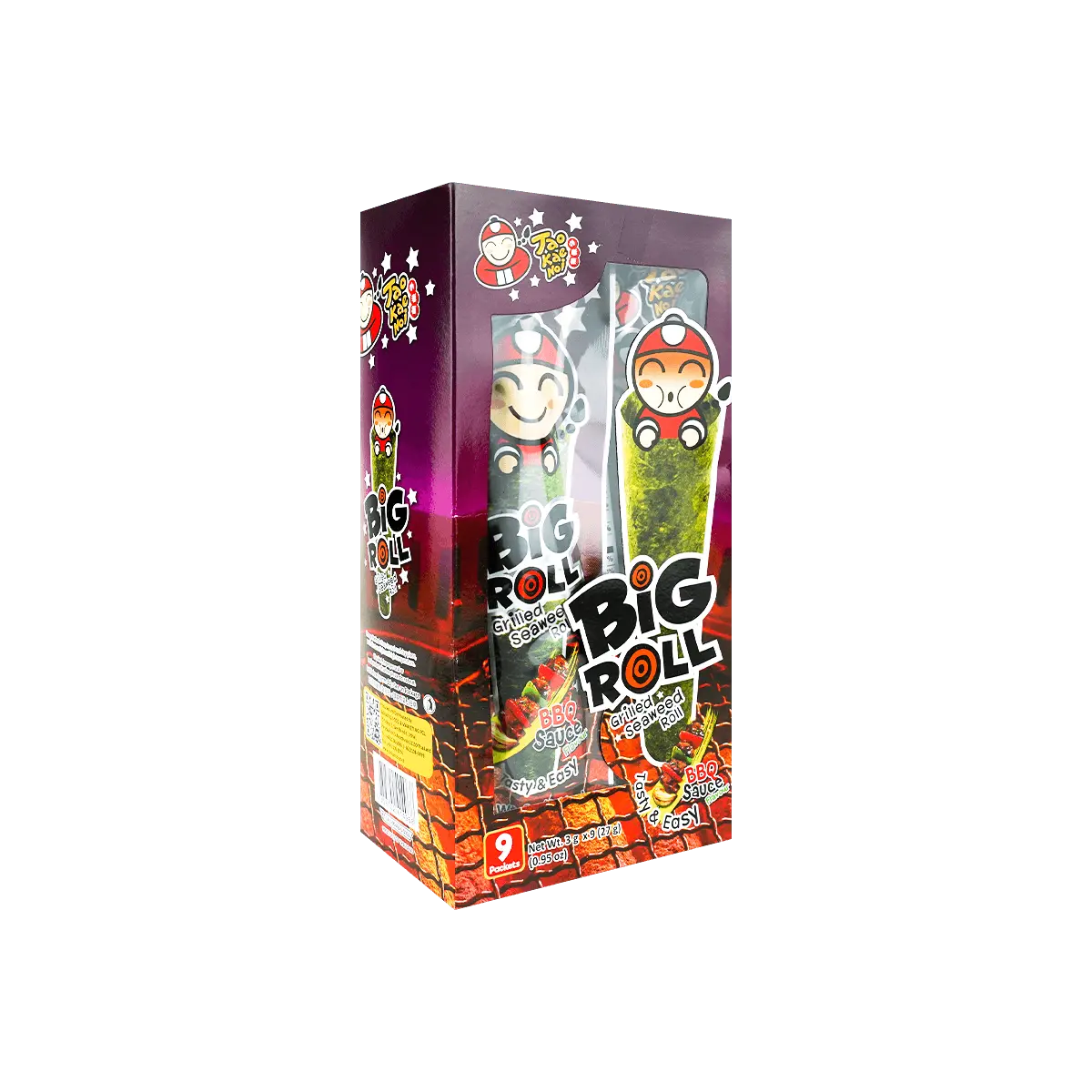 Tao Kae Noi Big Roll Grilled Seaweed Snacks, 9 Rolls, Classic BBQ Flavor, Viral TikTok Snack