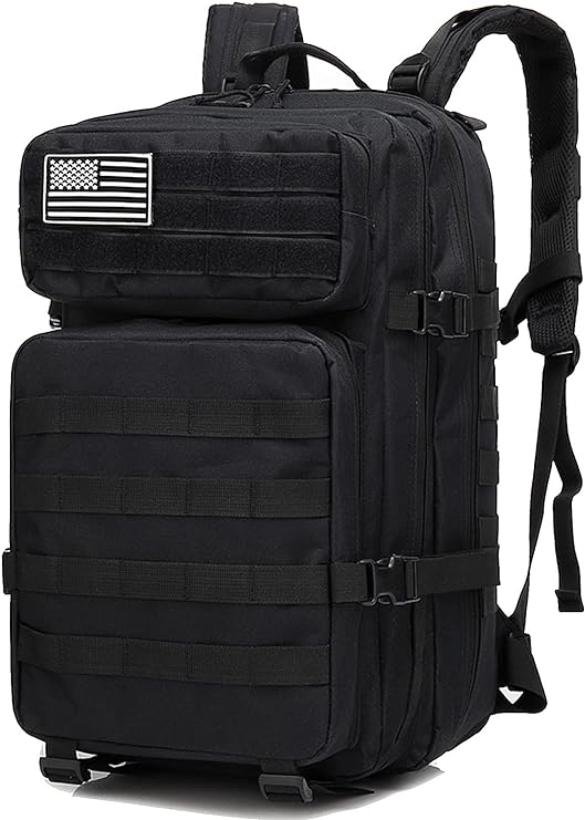 45L Military Tactical Backpack for Men and Women with Molle System and USA Flag Patch