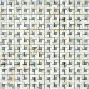 Calacatta Gold & Gray Pinwheel 12x12 Polished/Honed Marble Mosaic Tile