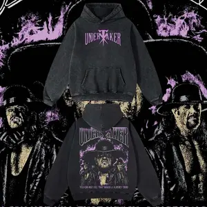 Reality.Wear Limited The Undertaker - WWE Hoodie Tshirt Acid Washed Heavyweight Cotton Tshirt, 100% Cotton retro Washed anime t-shirt, vintage streetwear tee, Y2K graphic top