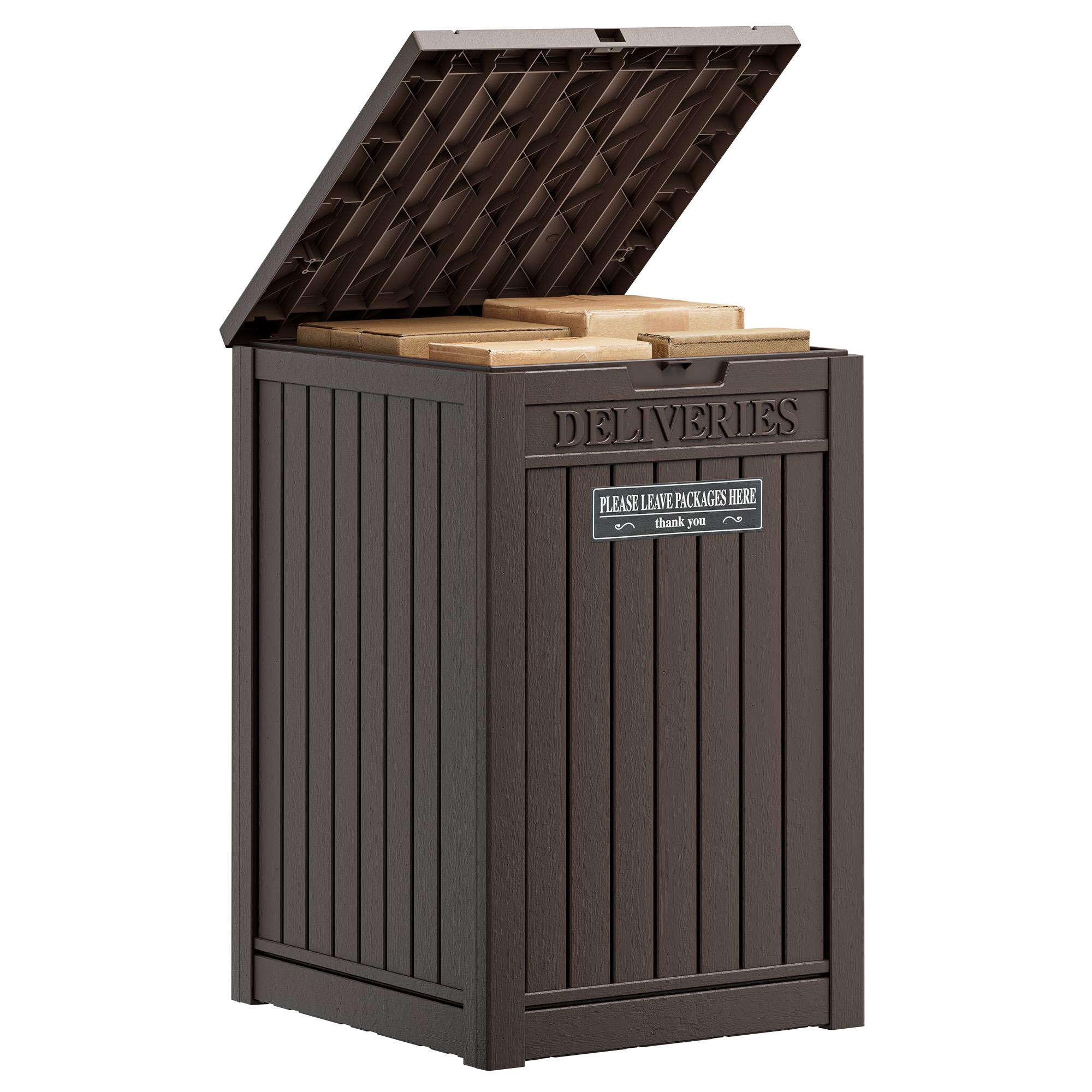 LHBCRAFT 48 Gallon Package Delivery Box, Snow protection Ventilate Rainproof Long Service Storage Box( Lock not Include）Christmas gift