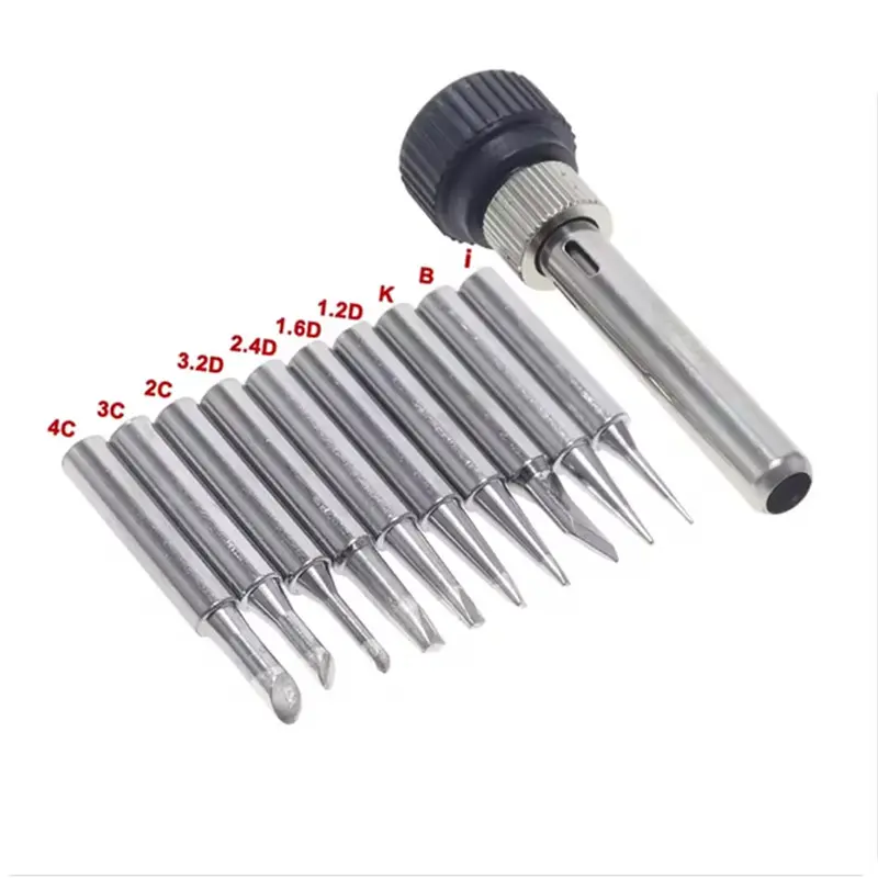 10-Piece 900m Series Soldering Iron Tips Set, High Heat Conductivity Durable, Precision Fit Multi-Size Blades, Ideal for Electronics Repair DIY Welding
