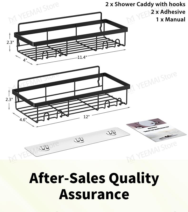 Hollow Bathroom Shelf - No-Drill Adhesive, Multi-Functional Shower Rack, Ideal for Bathroom and Kitchen, Home Farmhouse Style Wall Shower Interior Organization and Storage Decor, Bathroom Accessories