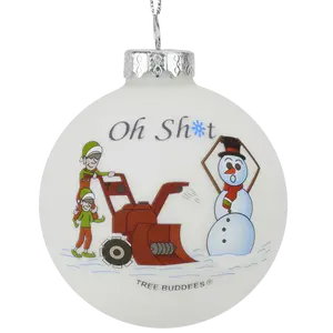 Tree Buddees Oh Sh*t Funny Snowblower vs Snowman Glass Bulb Ornament - Perfect for Christmas Tree Decorations Snowman Christmas bauble