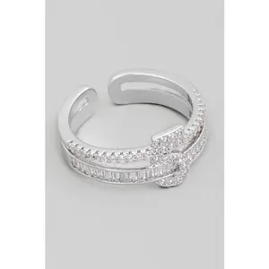Baguette Pave Studded Ring (Silver)