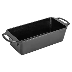 8.5/10 Inch Pre-Seasoned Cast Iron Loaf Pan - Dual Handles - Unparalleled Heat Retention for Consistent, Even Baking - Black