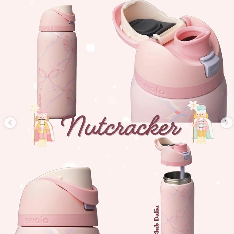 Owala Sugar Plum Fairy Edition 24/32oz Free Sip Valentines 2026 Water Bottle, Cute FreeSip Water Bottle Insulated Leakproof Stainless Steel Cup for Everyday Use Design Perfect for Teens, Girls, Travel & Work