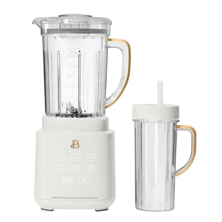 Drew Barrymore PowerExact Single Blade Blender System - 700W & Above High-Power Countertop Kitchen Appliance, Leakproof, Touch Panel, 50oz Capacity, 2oz Measuring Cup, for Blender Shakes & Consistent Soups, Black Sesame, 700 W & Above