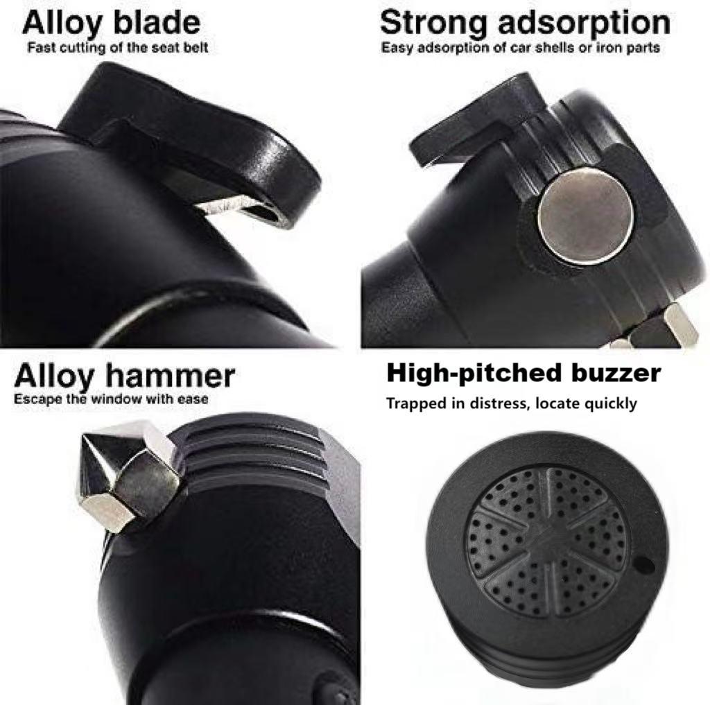 Rechargeable Tactical Flashlight - Solar Powered LED with Glass Breaker & Seatbelt Cutter | Waterproof & 380LM for Camping, Emergencies & Outdoor Survival