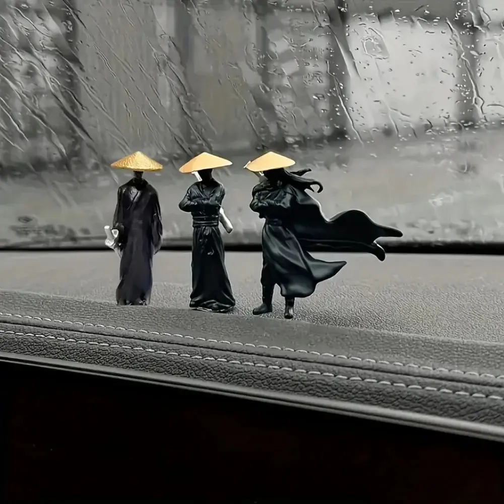 3-Pcs Mini Samurai Statue Set - Car Interior Ornament & Dashboard Decoration, Automotive Decorative Accessories, Perfect for Desk Decor, Car Accessories, Aesthetic Car Accessory