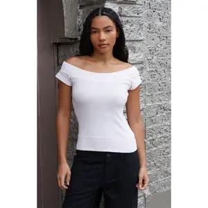 John Galt Women's Pink Ginny Off-The-Shoulder Short Sleeve Top