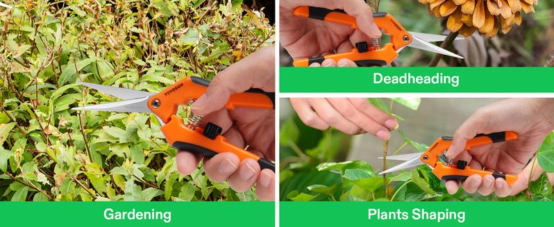 VIVOSUN 6.5 Inch Gardening Scissors Hand Pruner Pruning Shear with Straight Stainless Steel Blades Orange