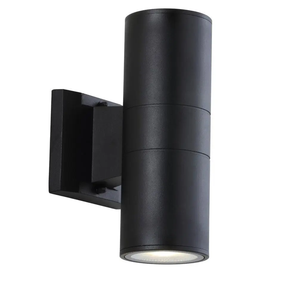 JONATHAN Y Duo Modern Midcentury Cylinder Outdoor Metal-Glass Integrated LED Wall Sconce with Uplight - LED Wall Fixtures, Line Voltage Courtyard Lighting, Accent for Living Room, Bedroom (DEHP-Free), Modern Lighting