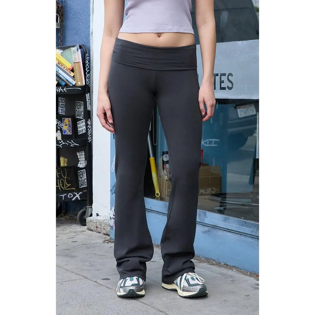 John Galt Women's Black Foldover Yoga Pants