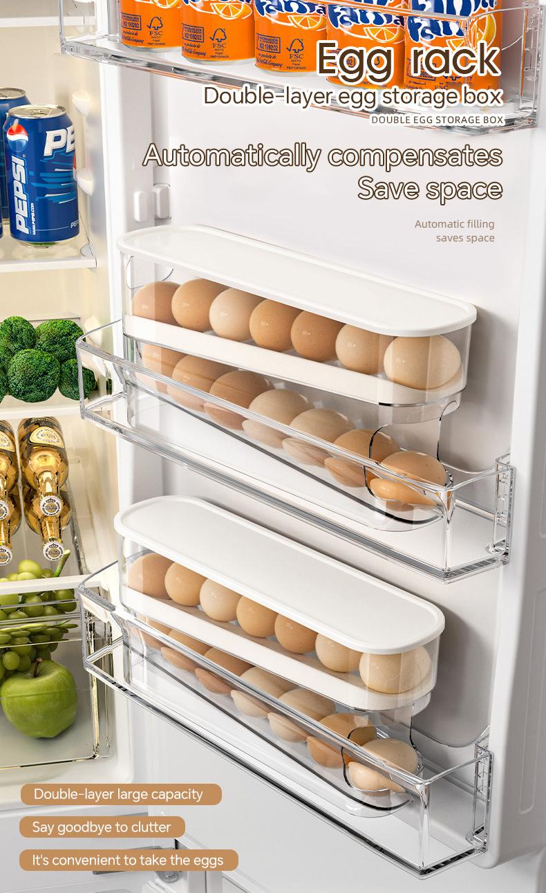 MiAoLi Rolling Egg Holder for Fridge, Egg Dispenser for Refrigerator, Automatic Rolling Storage Container for Countertop, Kitchen &Outdoor Use (3.35"x3.74"x11.02") 1 Pack