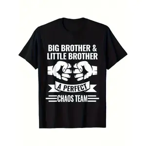 Big Brother & Little Brother Chaos Team Sibling Shirt - Funny Fighting Graphic Tee, Soft Breathable Cotton Crew Neck T-Shirt for Brothers Sisters, Birthday Gift for Siblings (Sizes S-XXXL) - Casual Everyday Matching Outfit, Family Bonding Apparel, Bold Te