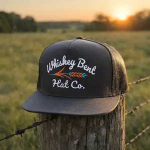 Whiskey Bent Hat Co Trucker Hat, Black Snapback Mesh Cap, Adjustable Outdoor Western Hat for Men, Casual Everyday Hunting Ranch Style