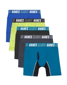 Hanes Moves Boys' Anti-chafe Boxer Brief Underwear Assorted 5-pack Multi Pack Comfortable Fit Soft Stretch Fabric Breathable Bracbc