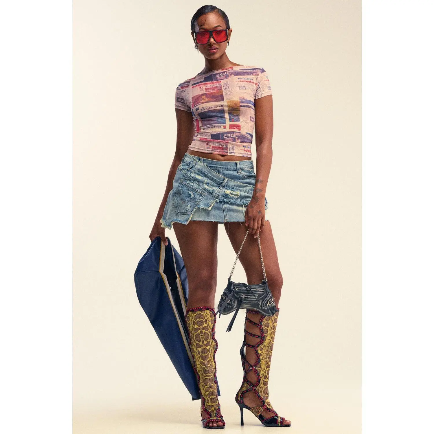 DUMP HIM LOW RISE DENIM MINI SKIRT