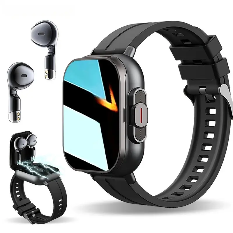 All-in-One Smartwatch with Video Call & Crown Flip Camera! 2.1" HD Touchscreen, Built-in Wireless Earbuds, Fitness Tracker for Android iPhone. Make Calls, Music, 10+ Sports Modes. # 1 Gift Idea! ​ Wearable Medical Smartphone