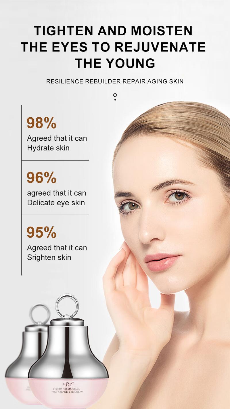 YCZ Electric Massage Pro-Xylane Eye Cream with Caffeine & Hyaluronic Acid for Dark Circles Firming Fine Lines Hydrating Moisturizing Radiant Skin Care with Red Light Micro-Vibration Head